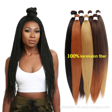 Wholesale private label hair extension for braids kanekalon pre stretched synthetic braiding hair vendor